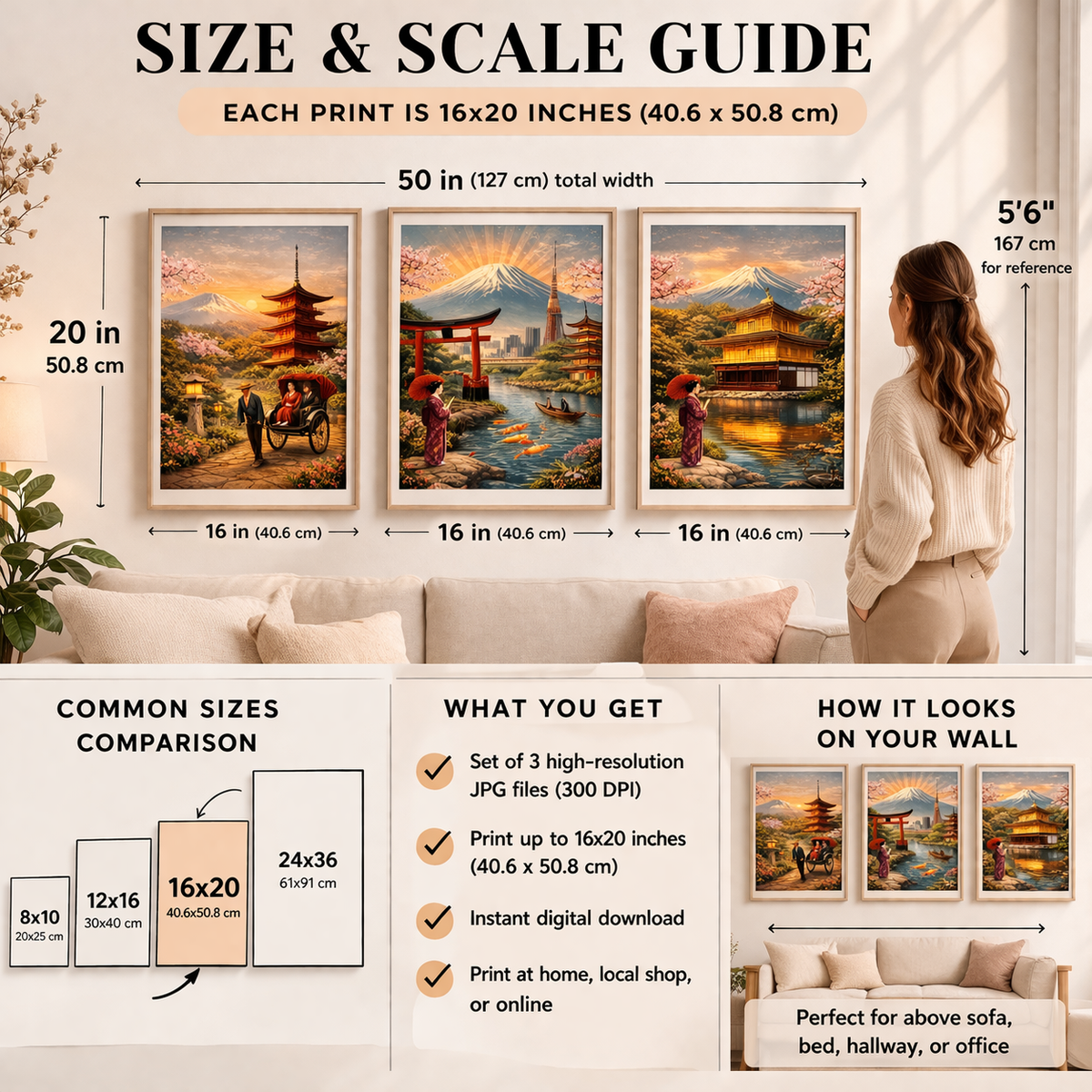 Japan Travel Poster Set | Vintage Mount Fuji, Pagoda, Torii Gate Prints (Digital Download)