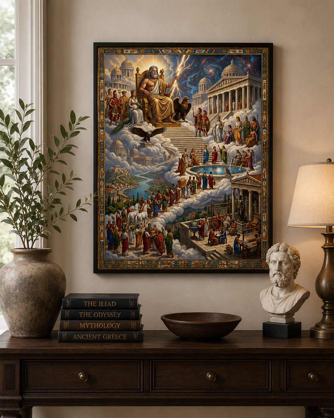 Zeus Olympus Wall Art, Greek Mythology Gods Ancient Greece Print, Dark Academia Bedroom Decor, Classical History Poster Digital Download
