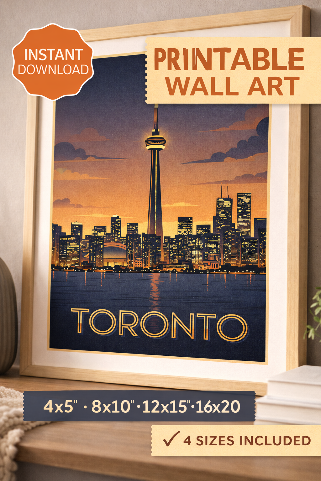 Toronto Skyline Print | CN Tower Sunset Cityscape (Digital Download)
