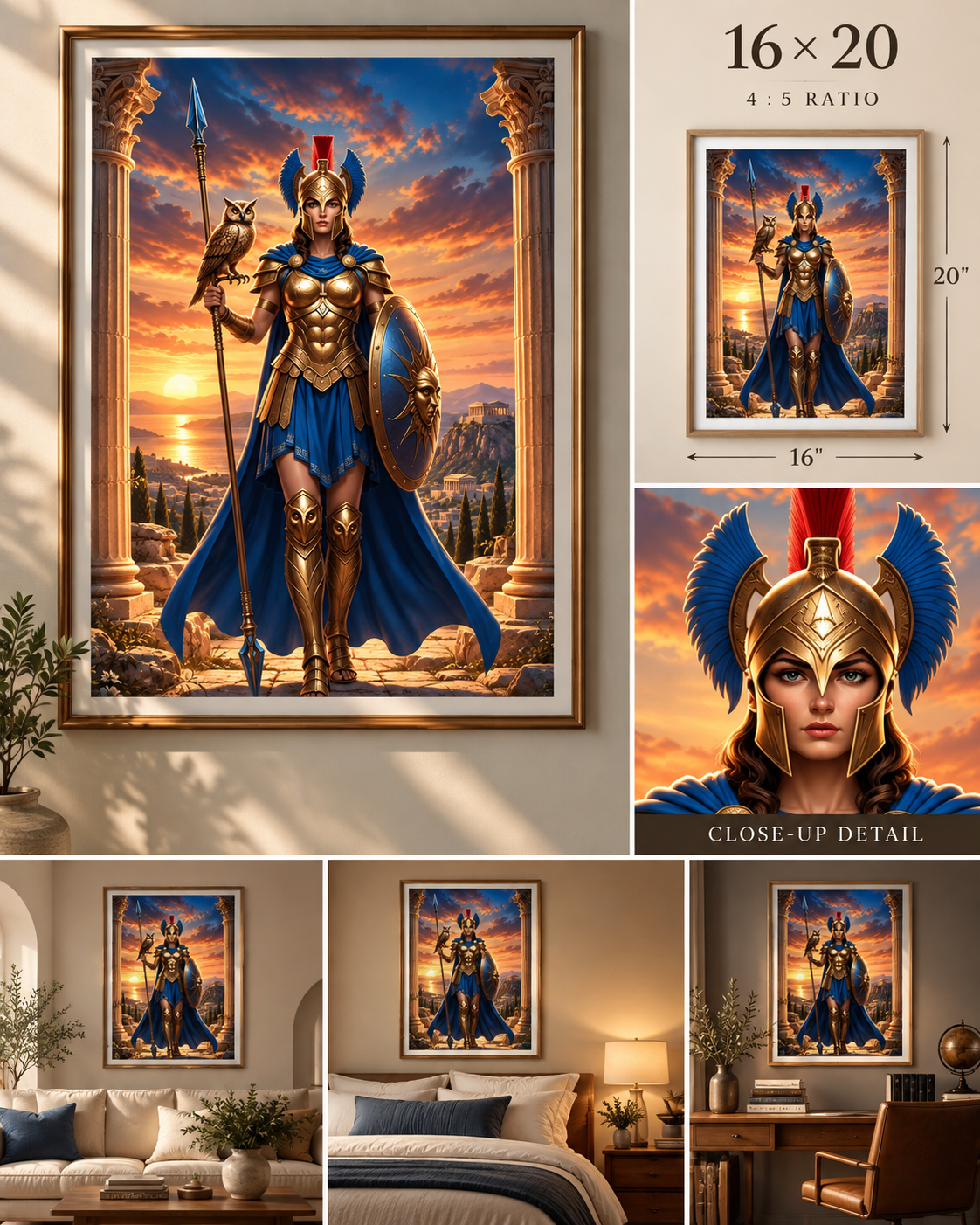 Athena Goddess of Wisdom - Greek Mythology Wall Art Print
