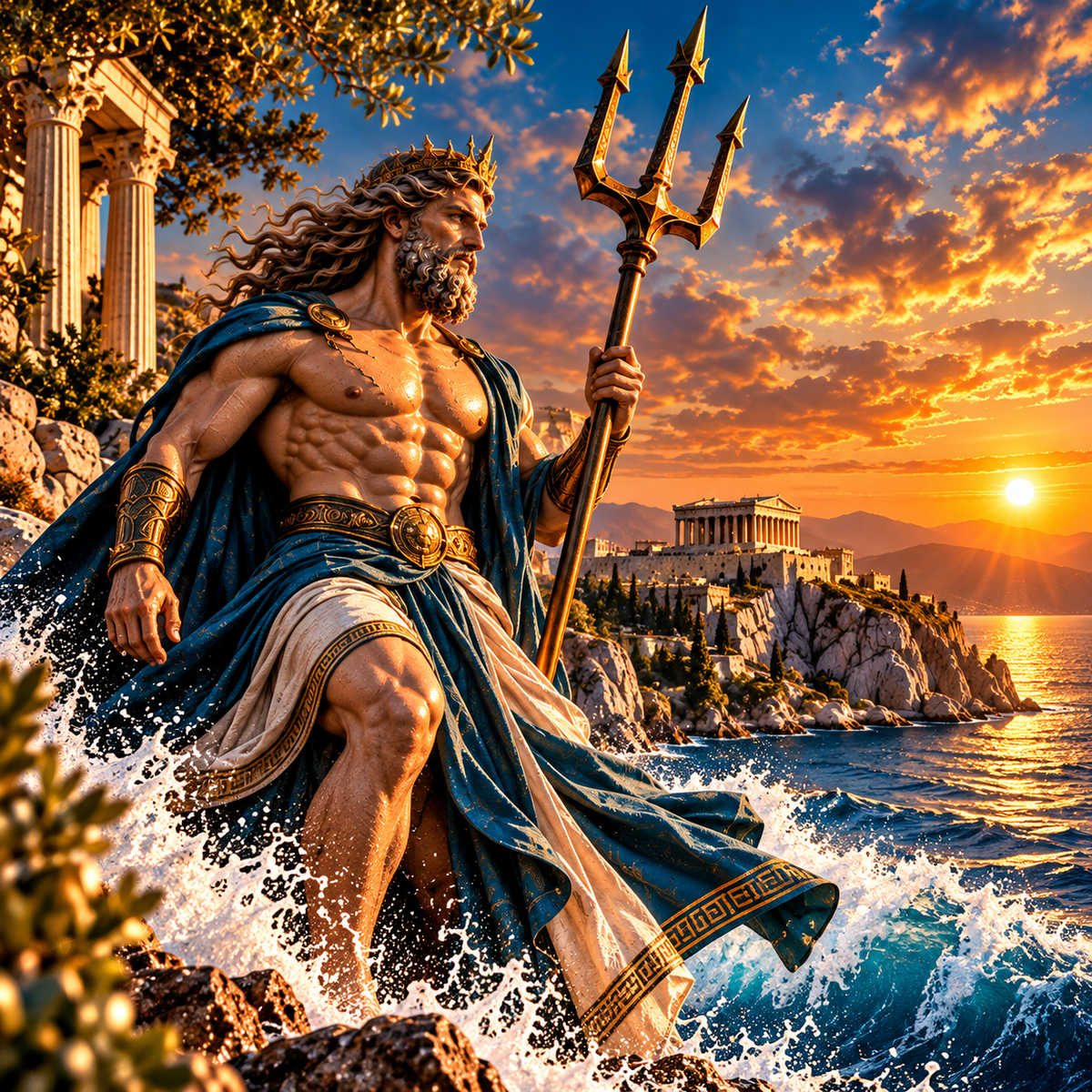 Poseidon – Greek God of the Sea | Majestic Greek Mythology Digital Wall Art