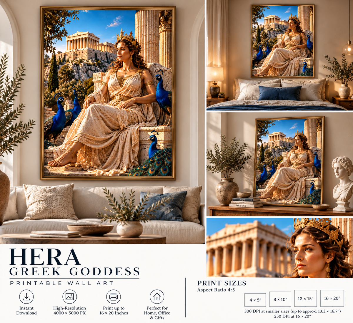 Hera Greek Goddess Printable Wall Art – Greek Mythology Digital Download
