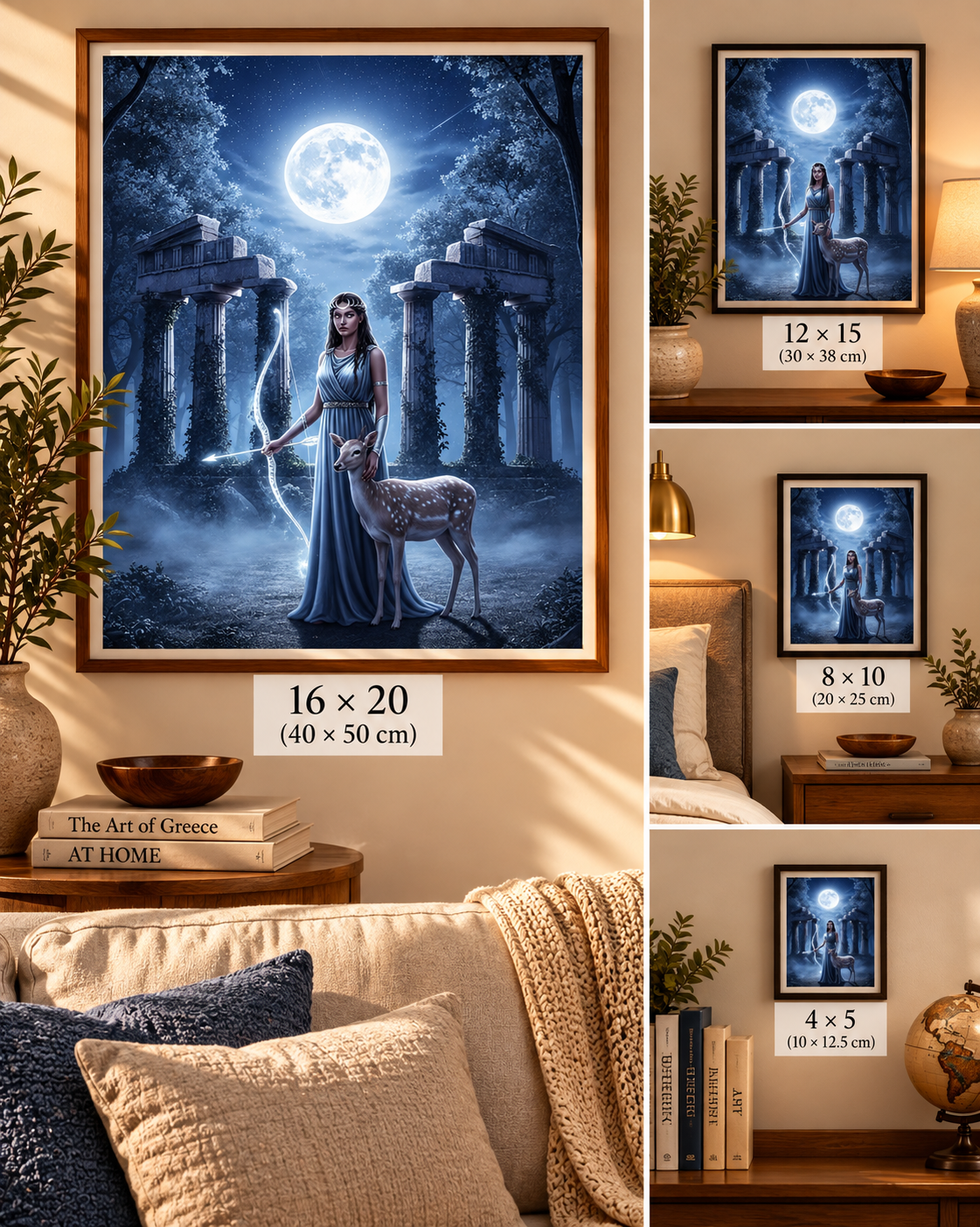 Artemis Greek Goddess Wall Art | Moonlit Temple Digital Print
