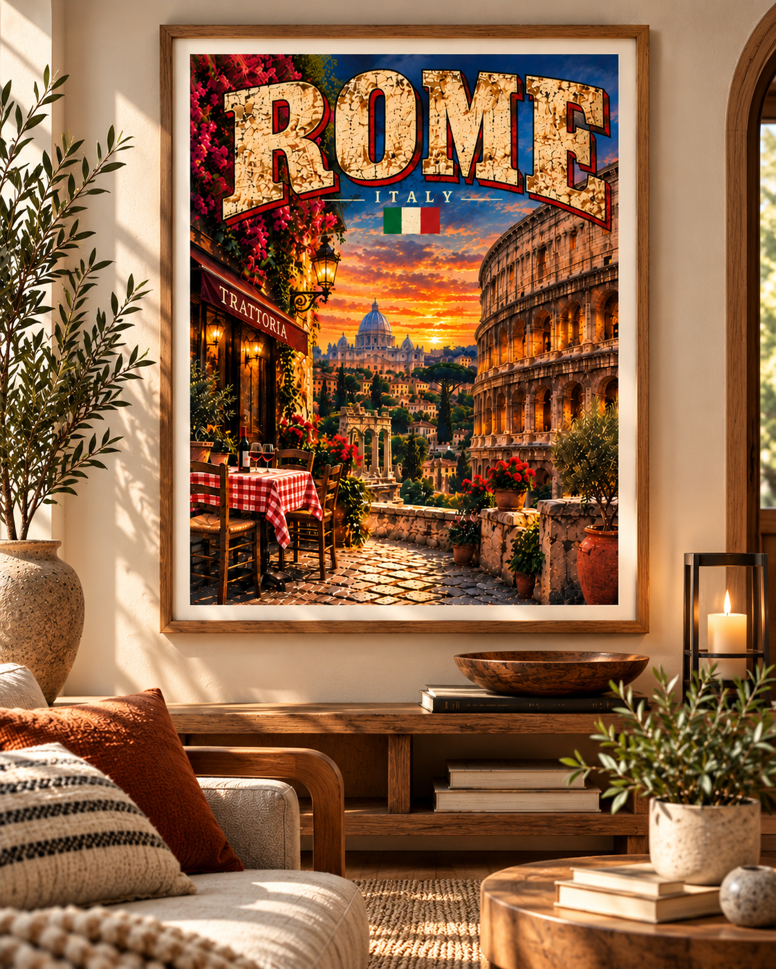 Rome Italy Vintage Travel Poster | Retro Italian Wall Art Digital Download