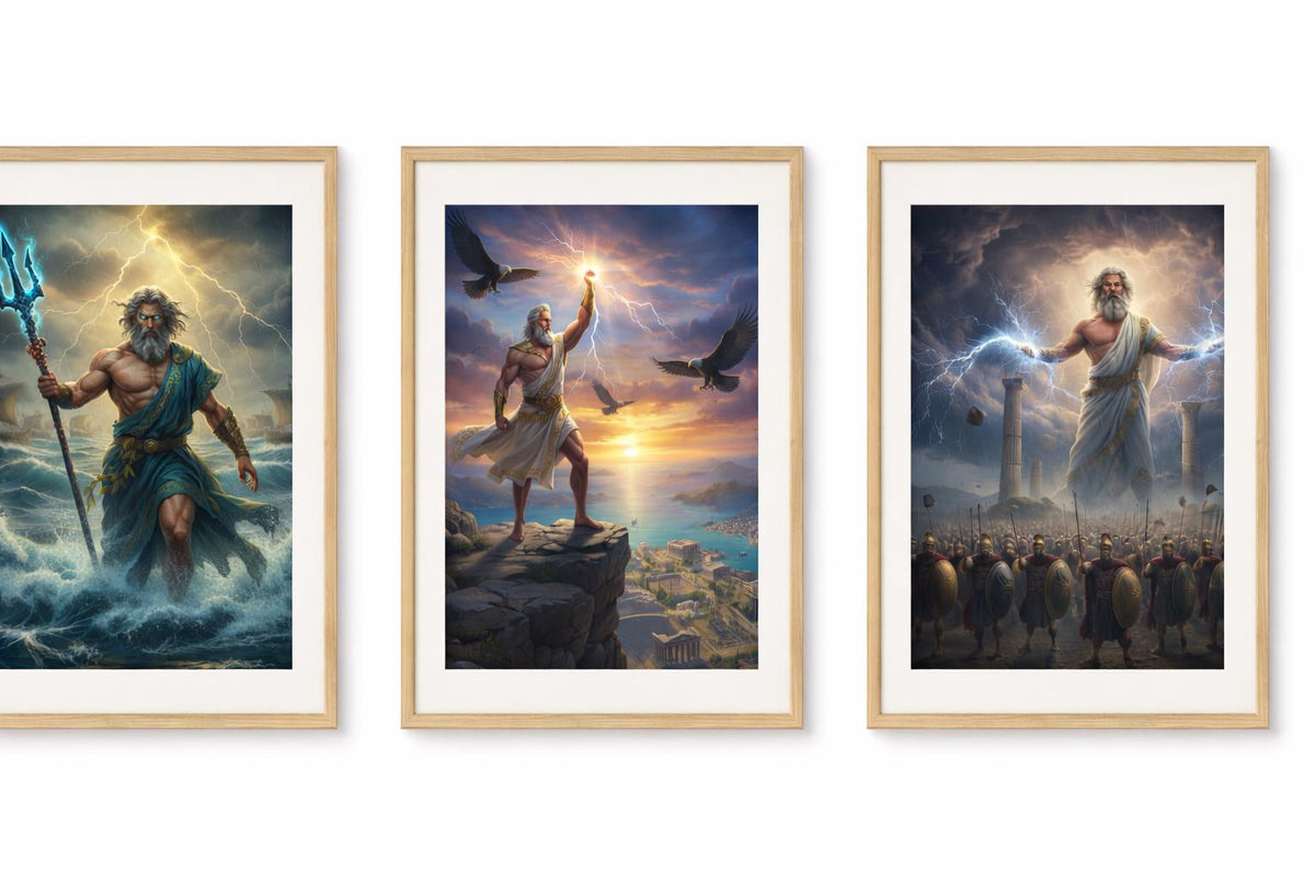 Greek Mythology 3-Pack - Zeus, Poseidon, Ocean Storms | Digital Art Prints for Personal and Small Business Commercial Use