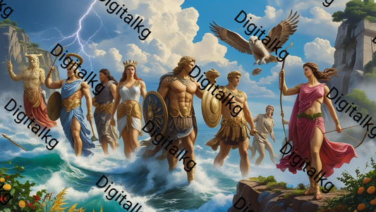 AI-generated divine ascension Olympians premium artwork
