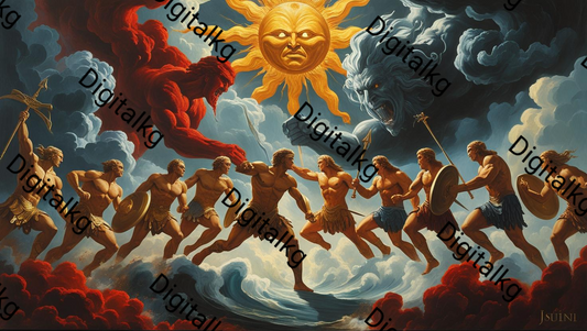 AI-generated twelve Olympians fantasy mythology art print
