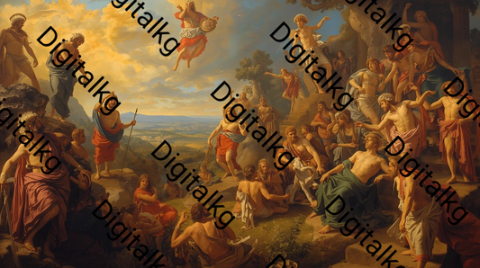 Parnassus - AI Generated Classical Mythology Digital Art - Instant Download