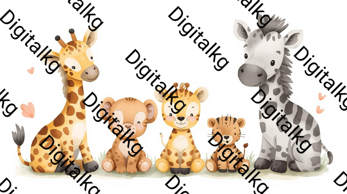 Safari Animals Nursery Wall Art - Digital Download Printable