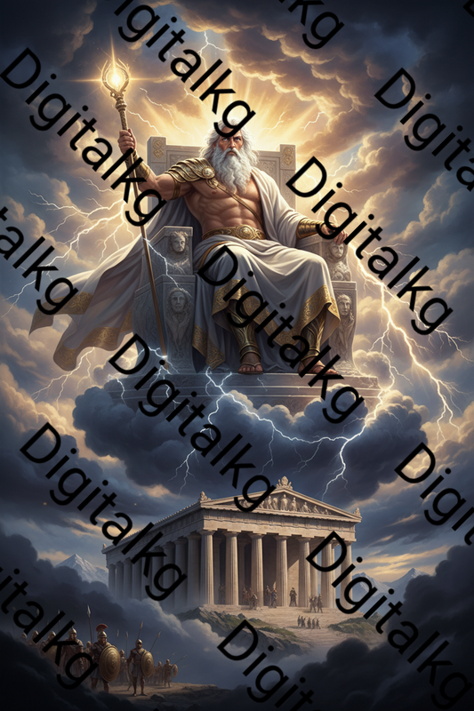 Zeus King of Gods Digital Art Print - Greek Mythology Wall Decor