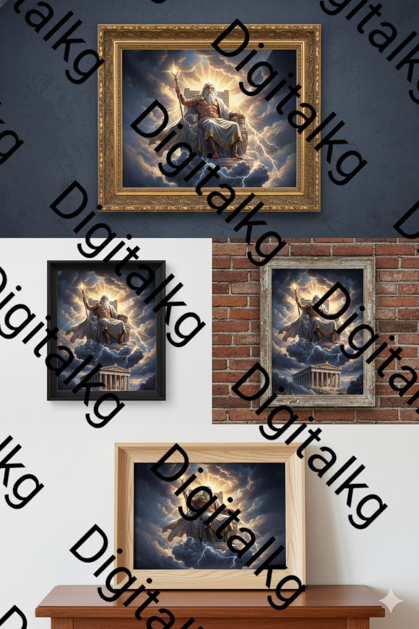 Zeus King of Gods Digital Art Print - Greek Mythology Wall Decor