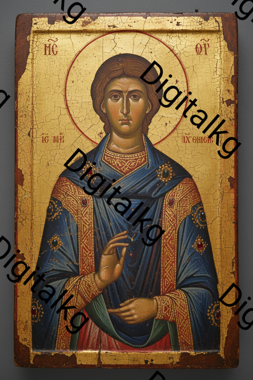 Saint Panteleimon Byzantine Icon — Premium Digital Wall Art Print