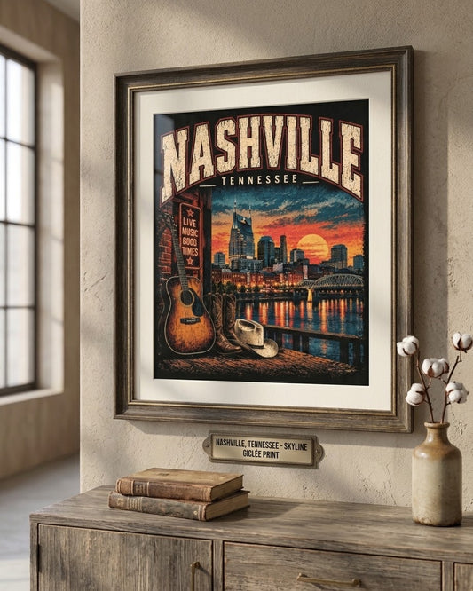 Nashville Tennessee Vintage-Inspired Music Poster – printable digital wall art