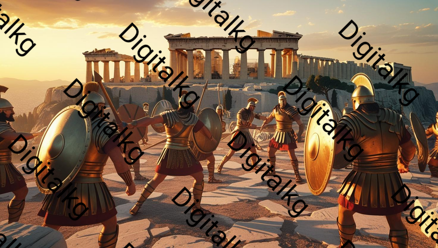 AI-Generated Greek Mythology Battle Bundle - 3 Digital Artworks