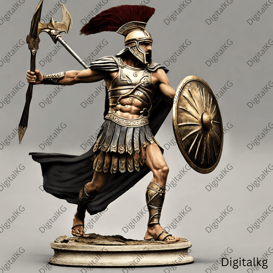 AI Greek Warrior Digital Art - Heroic Spartan Hoplite
