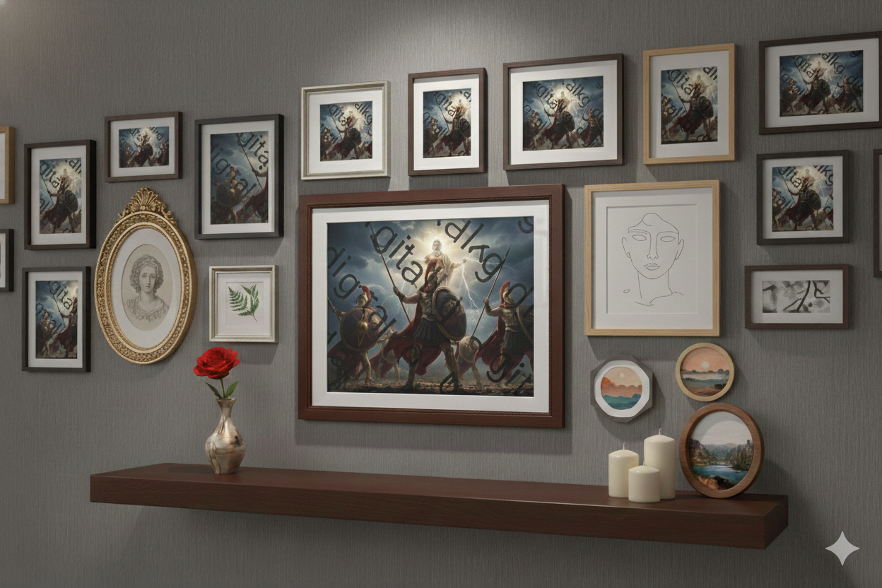 Zeus and Spartan Warriors - Epic Greek Mythology Wall Art Print