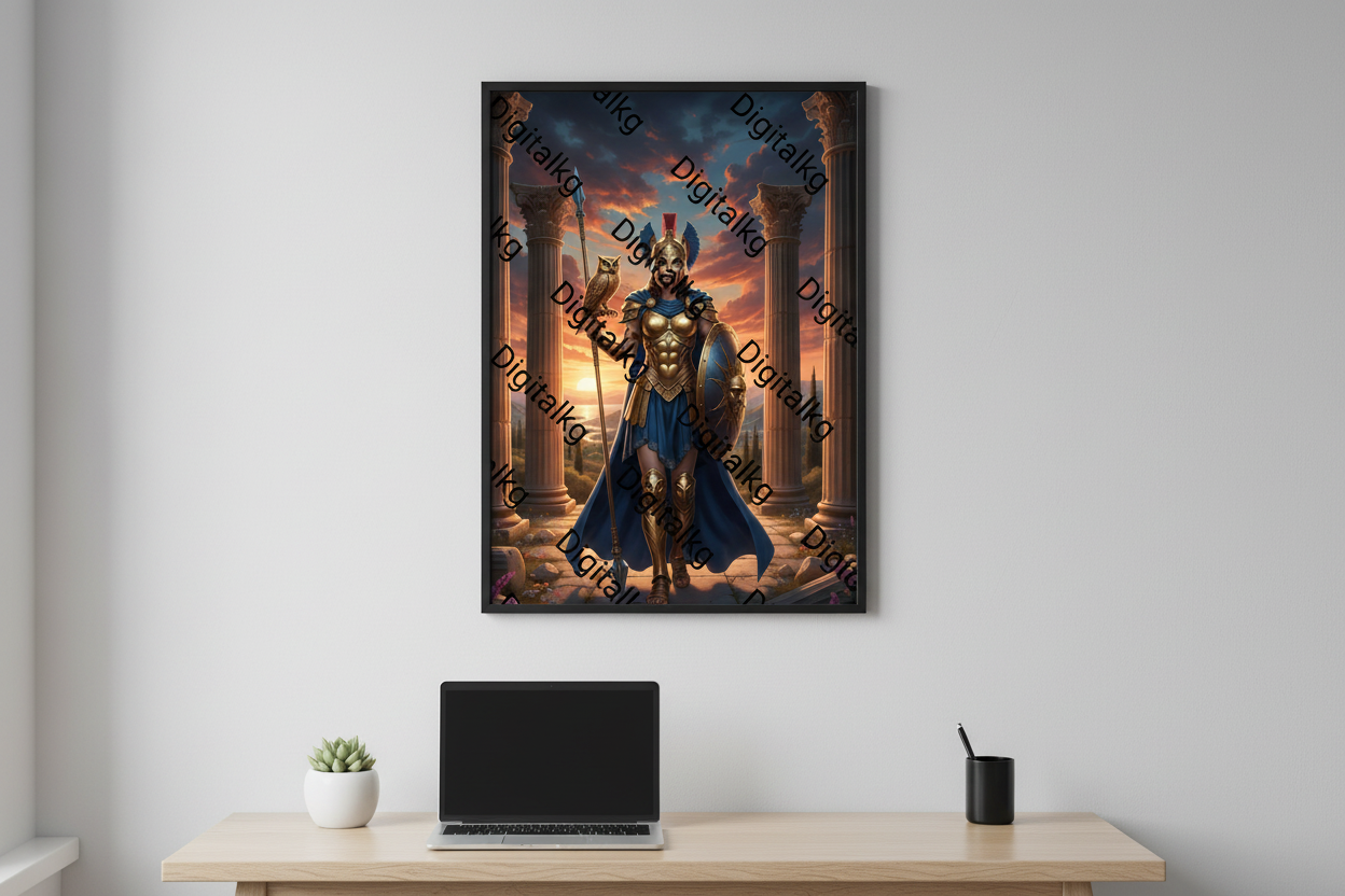 Athena watermarked in black frame