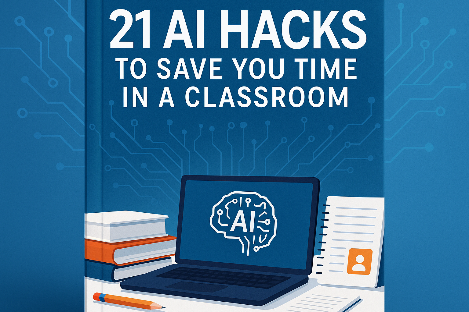 Book cover for "21 AI Hacks to Save You Time in a Classroom" by digitalkg