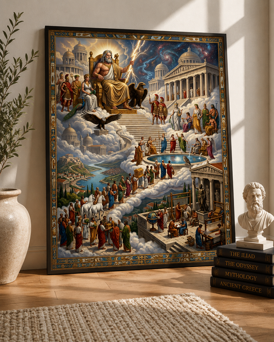 Zeus Olympus Wall Art, Greek Mythology Gods Ancient Greece Print, Dark Academia Bedroom Decor, Classical Histo – printable digital wall art
