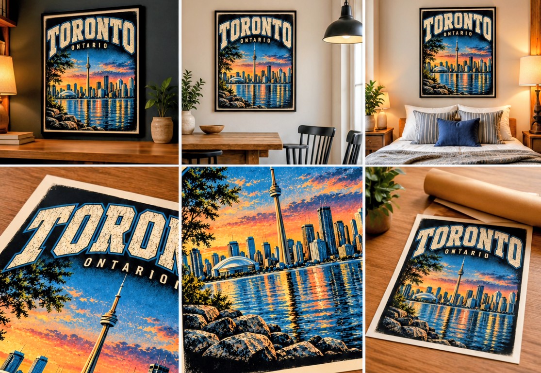 Toronto Ontario Wall Art Printable | Vintage Toronto Skyline Poster, CN Tower Canada City Print