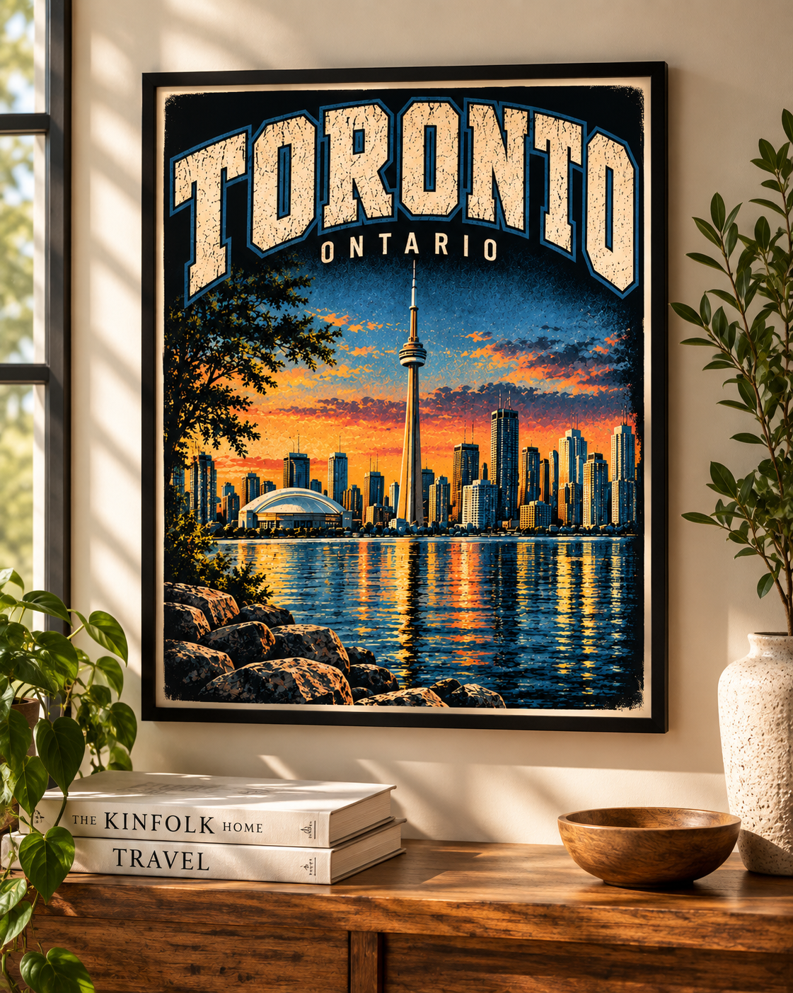 Toronto Ontario Wall Art Printable | Vintage Toronto Skyline Poster, CN Tower Canada City Print
