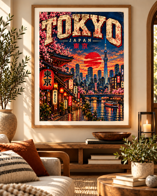 Tokyo Japan Vintage-Inspired Travel Poster – printable digital wall art