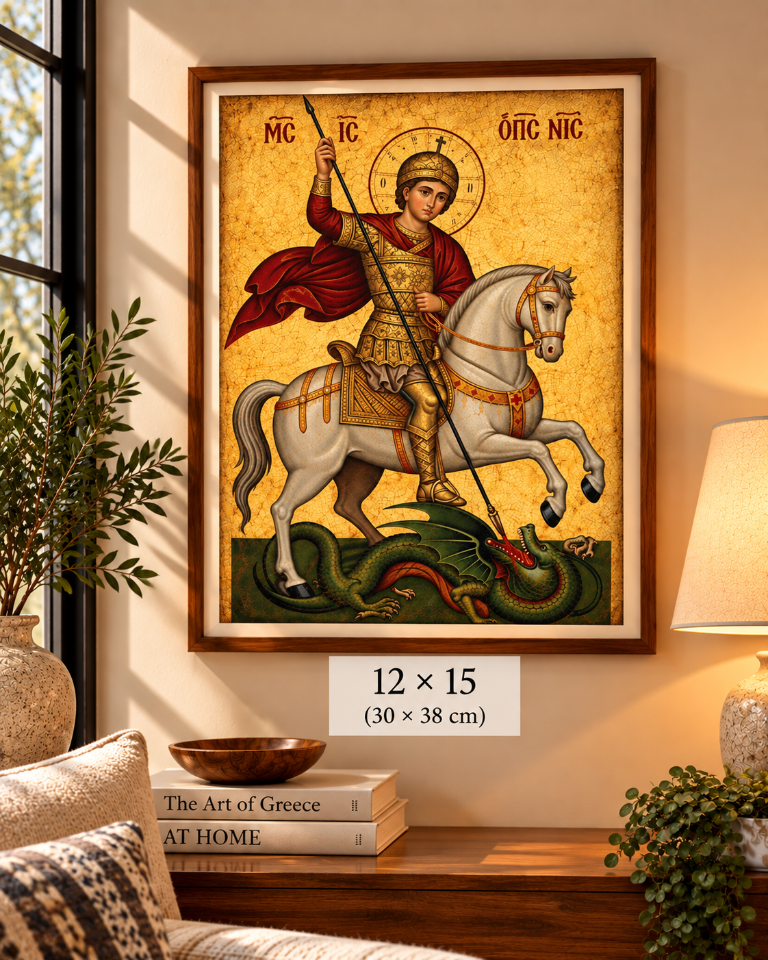 Saint George Slaying the Dragon – Byzantine Icon Digital Art Print – printable digital wall art