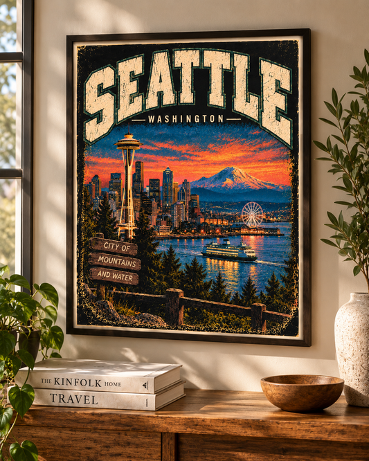 Seattle Washington Printable Wall Art – Vintage Seattle Poster – printable digital wall art