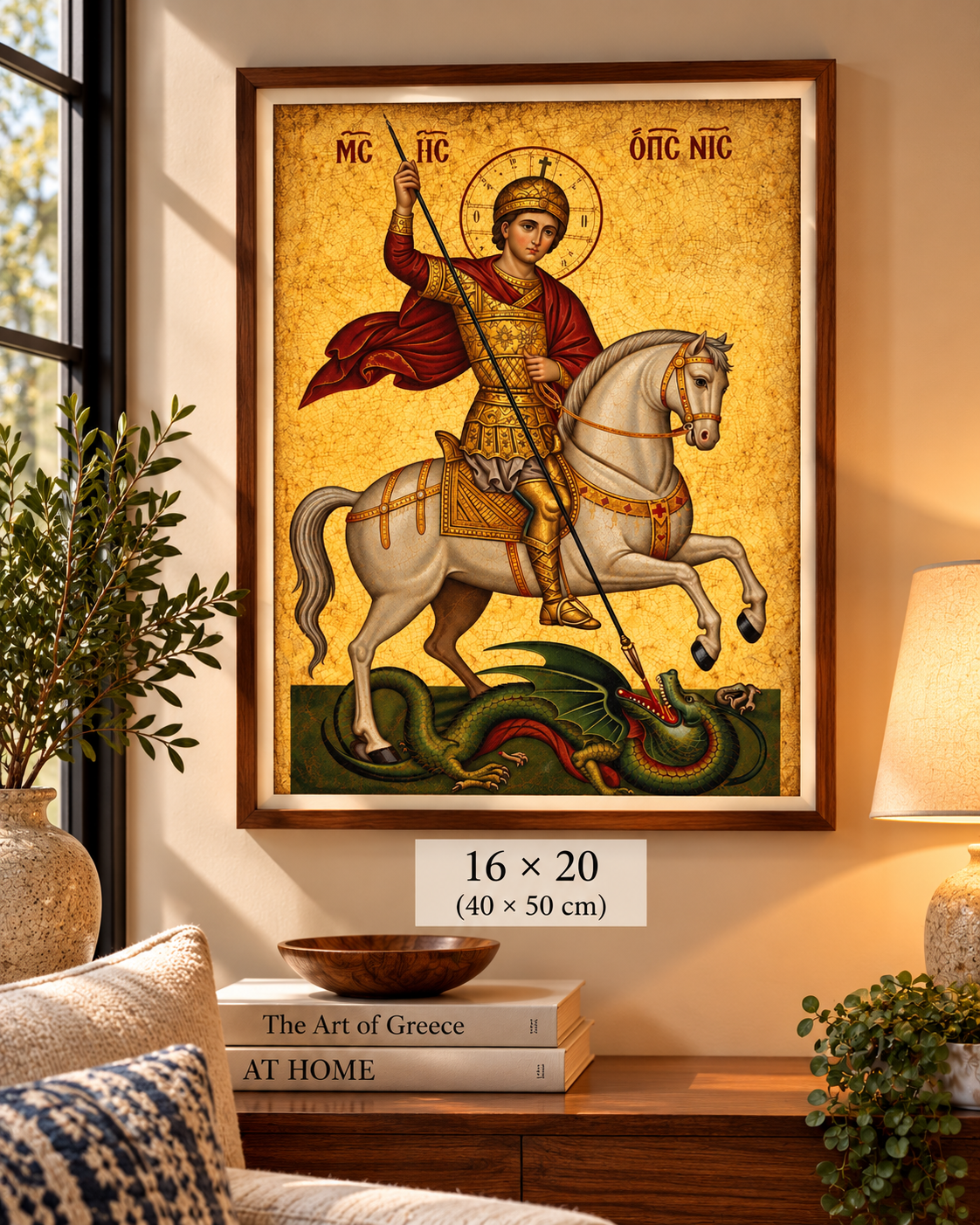 Saint George Slaying the Dragon – Byzantine Icon Digital Art Print | Instant Download