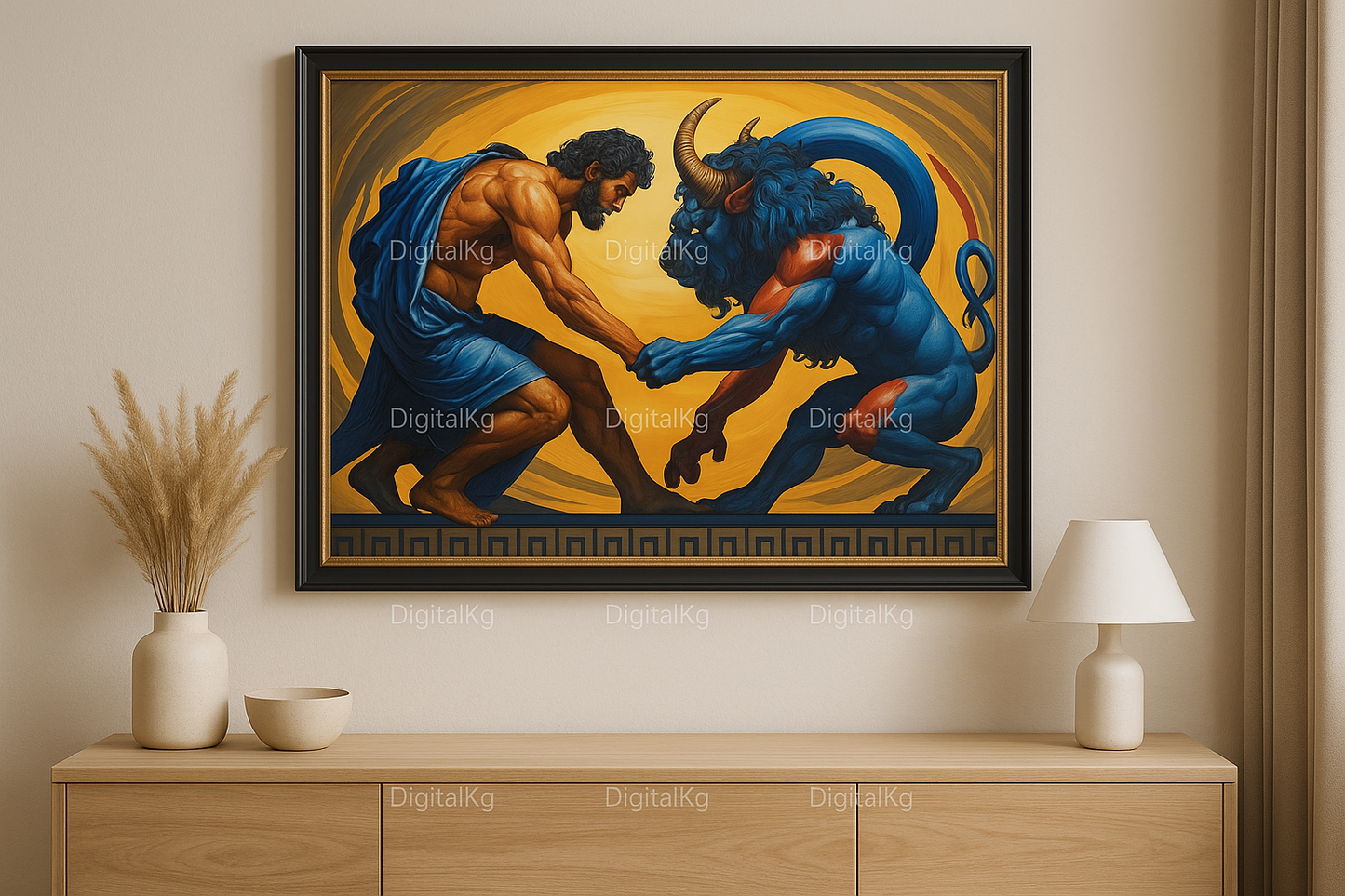 Generated framed artwork with watermarks
