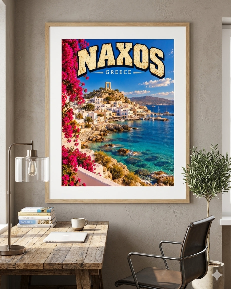 Naxos Greece Vintage-Inspired Travel Poster | Digital Download