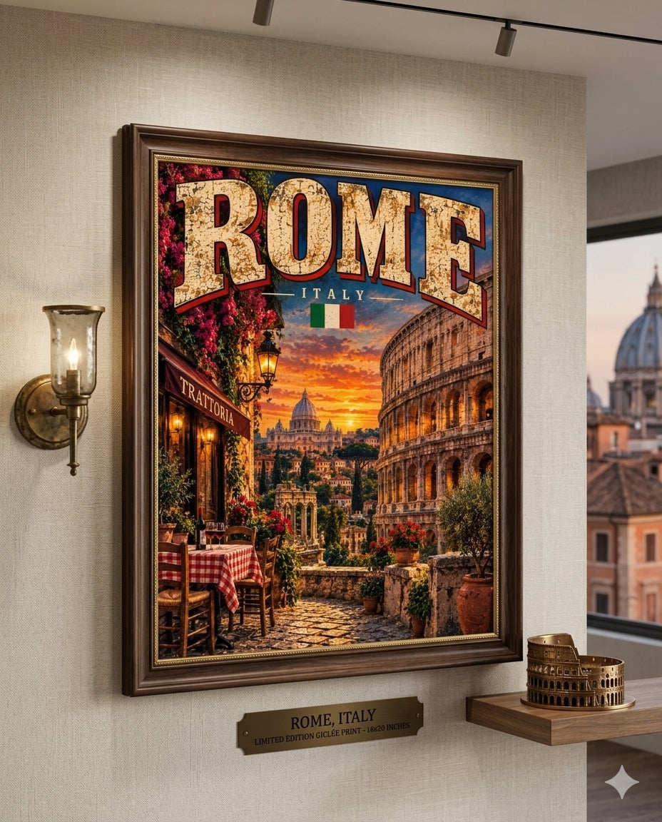 Rome Italy Vintage Travel Poster | Retro Italian Wall Art Digital Download