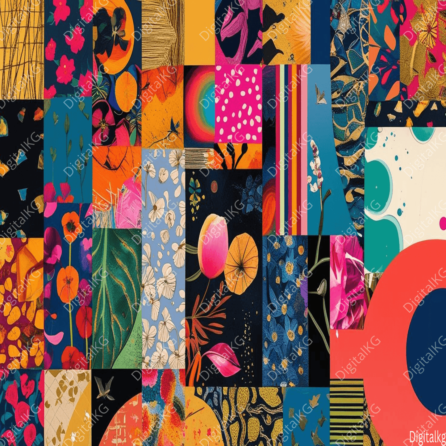 AI Bold Abstract Floral Digital Art - Download