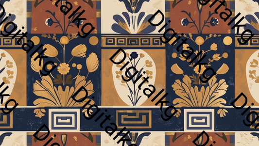 AI-generated ancient Greek floral boho wallpaper
