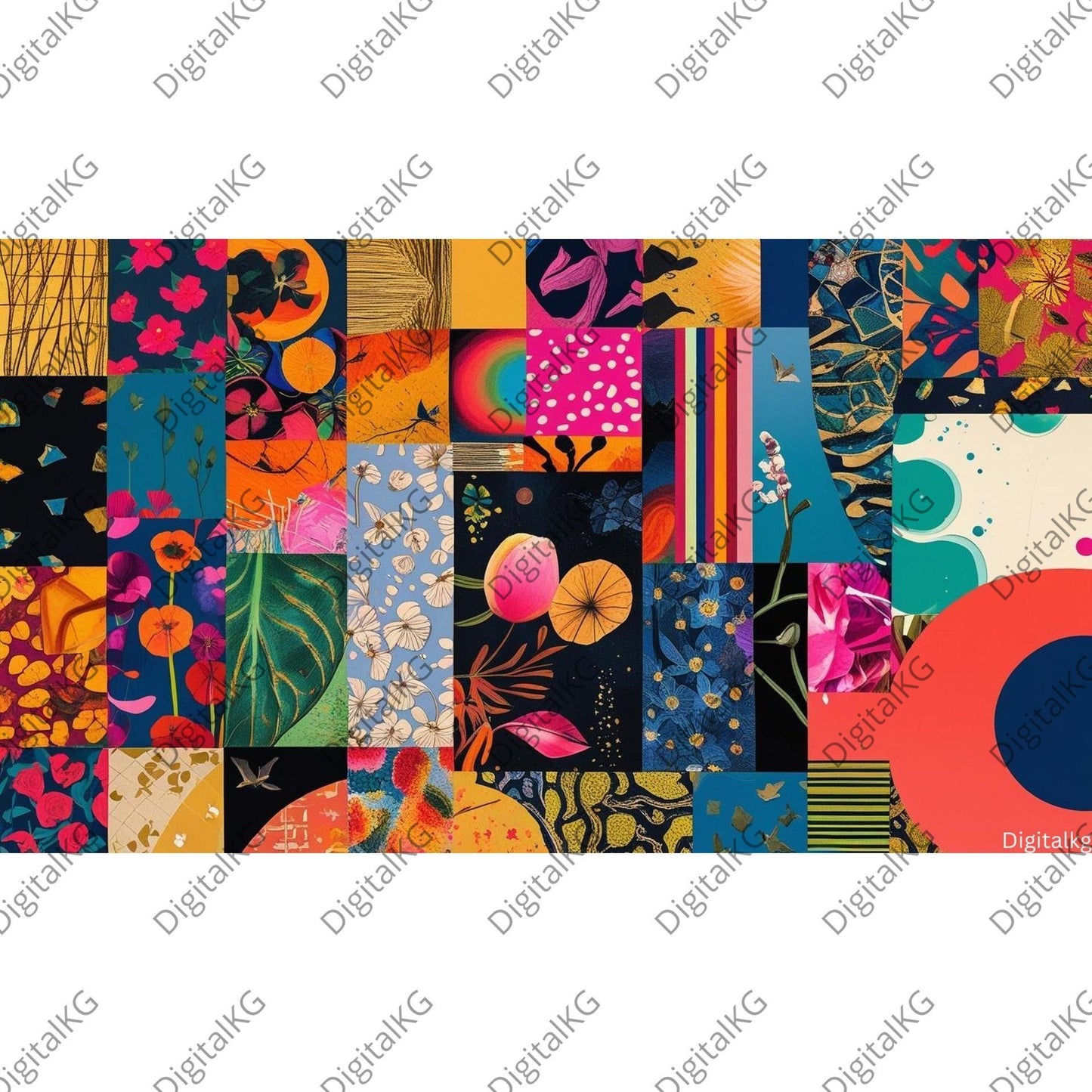 AI Bold Abstract Floral Digital Art - Download