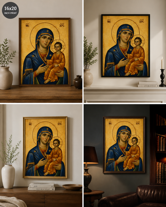Virgin Mary & Child Jesus – Byzantine Icon Digital Wall Art
