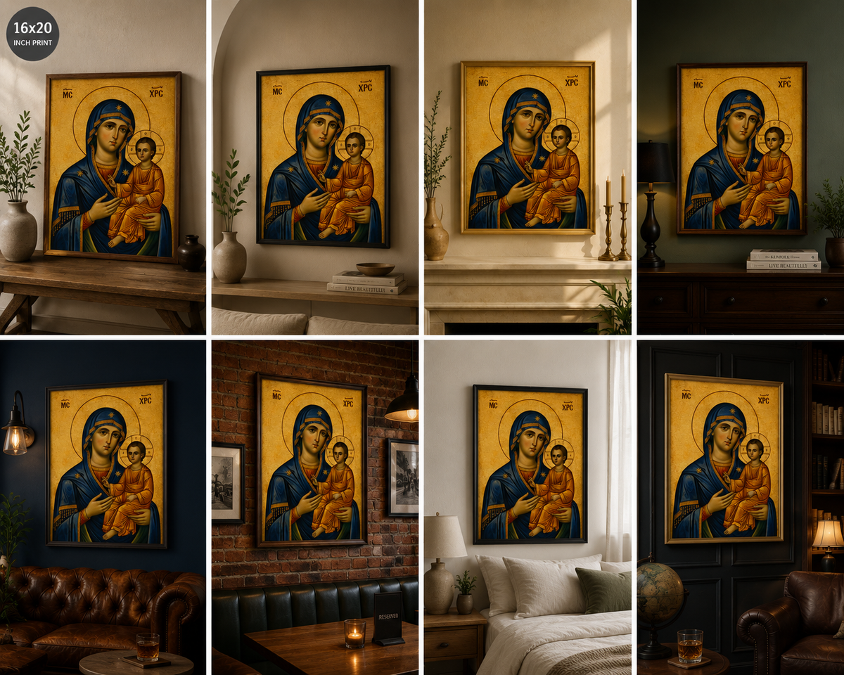 Virgin Mary & Child Jesus – Byzantine Icon Digital Wall Art