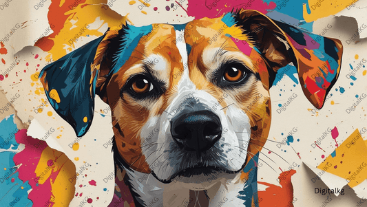 AI-generated color splash dog digital wall art
