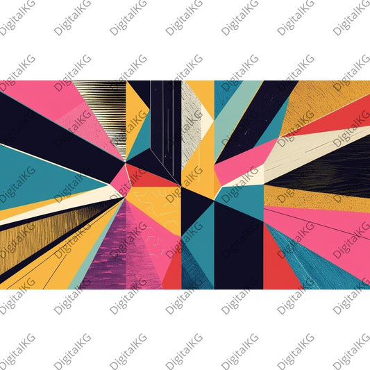 AI-generated vibrant geometric burst abstract digital wall art
