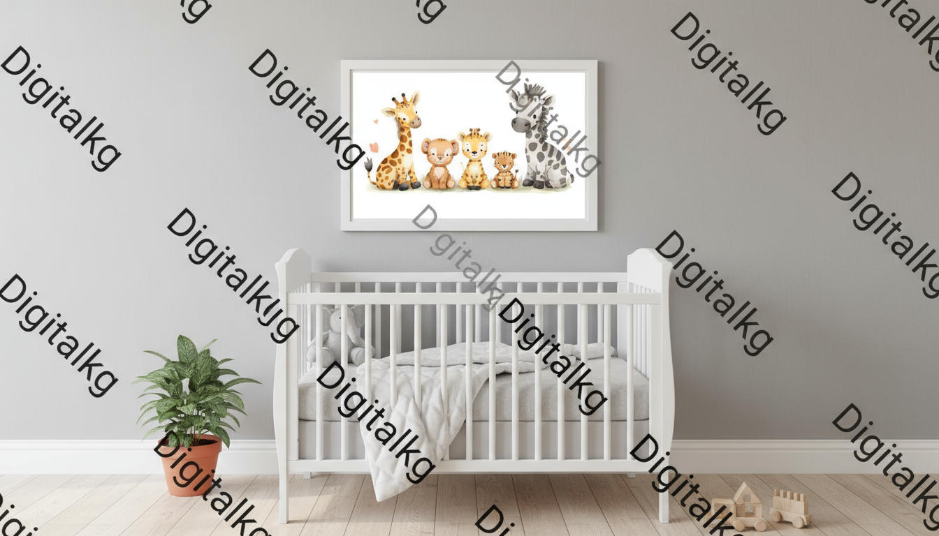 Safari Animals Nursery Mockup with Digitalkg Watermark