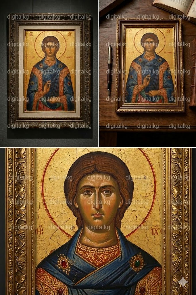 Saint Panteleimon Byzantine Icon — Premium Digital Wall Art Print